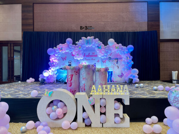 Butterfly Theme 1st Birthday Balloon Decoration by Balloon Decoration Bhopal