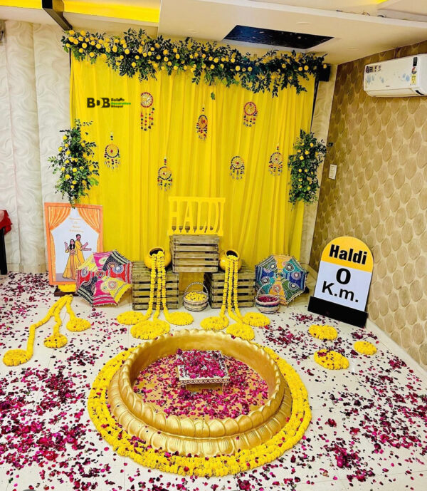 Traditional Haldi Ceremony Decoration by Balloon Decoration Bhopal