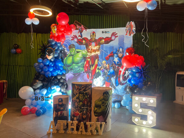 Avengers Theme Balloon Decoration in Bhopal for Kids Birthday Party