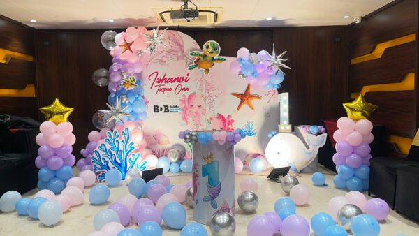 Mermaid Theme 1st Birthday Decoration in Bhopal | Balloon Decoration Bhopal