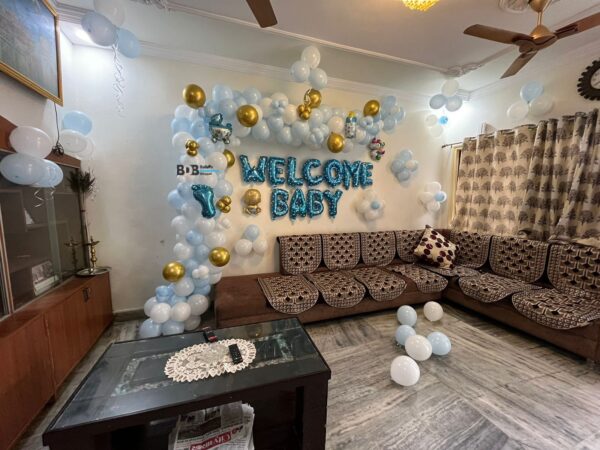 Welcome Baby Balloon Decoration Setup for Baby Boy | Baby Welcome Home Decoration