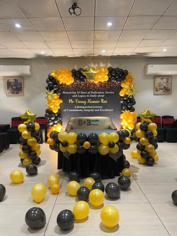 Luxury Black & Gold Corporate Event Balloon Decoration Setup | Premium Celebration Backdrop Theme