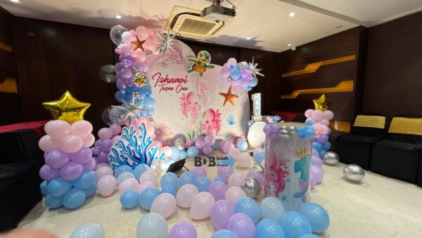 Under The Sea First Birthday Decoration Setup | Mermaid Theme Balloon Decoration  SEO Title