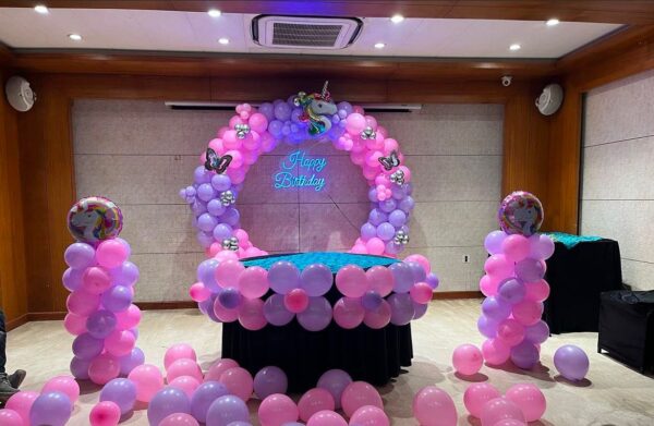 Unicorn Theme Birthday Balloon Decoration Setup | Pink Purple Birthday Party Decoration