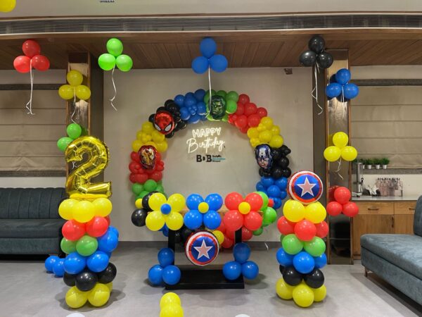 Superhero Theme Birthday Balloon Decoration Setup | Avengers Birthday Party Decoration