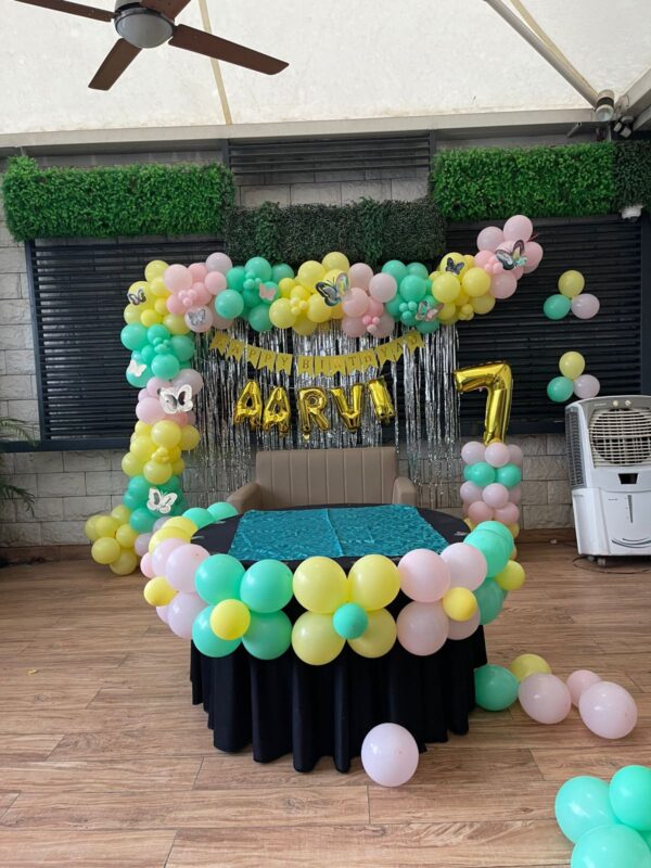 Pastel Butterfly Theme Birthday Decoration Setup | Elegant Kids Birthday Balloon Decor