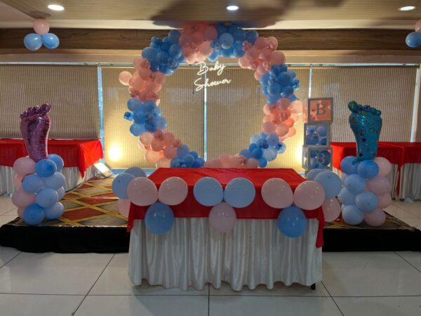 Baby Shower Ring Decoration Setup | Pink Blue Baby Shower Theme Decoration