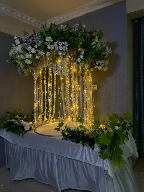 Elegant Floral Ring Decoration Setup with Fairy Lights | Premium Event Backdrop Decoration
