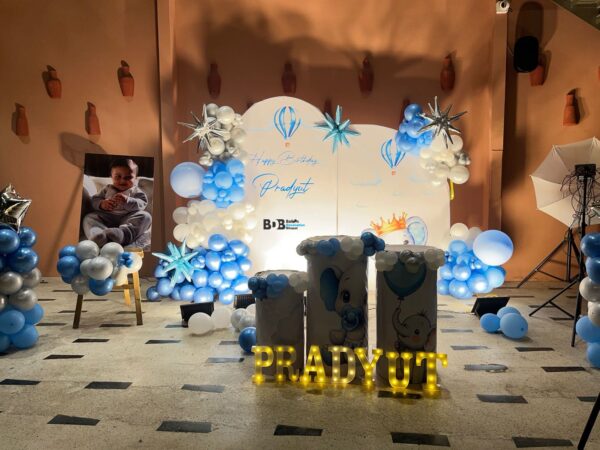 Little Elephant Theme Birthday Decoration | Baby Boy First Birthday Setup