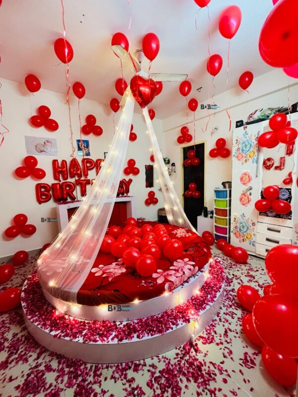Romantic Birthday Room Decoration Setup | Canopy Balloon Surprise Decoration