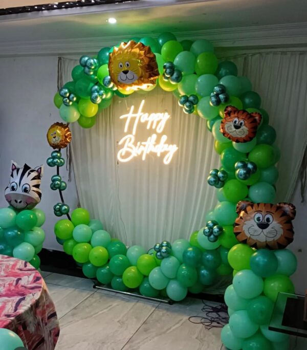 Jungle Theme Birthday Decoration | Safari Theme Balloon Arch Setup